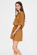Camel Kimono Sleeve Romper side
