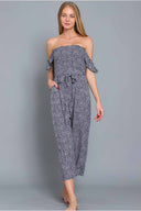 Emily Navy Printed Tube Jumpsuit
