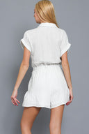 Gaby White Striped Romper back
