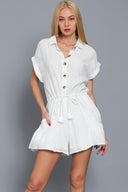 Gaby White Striped Romper