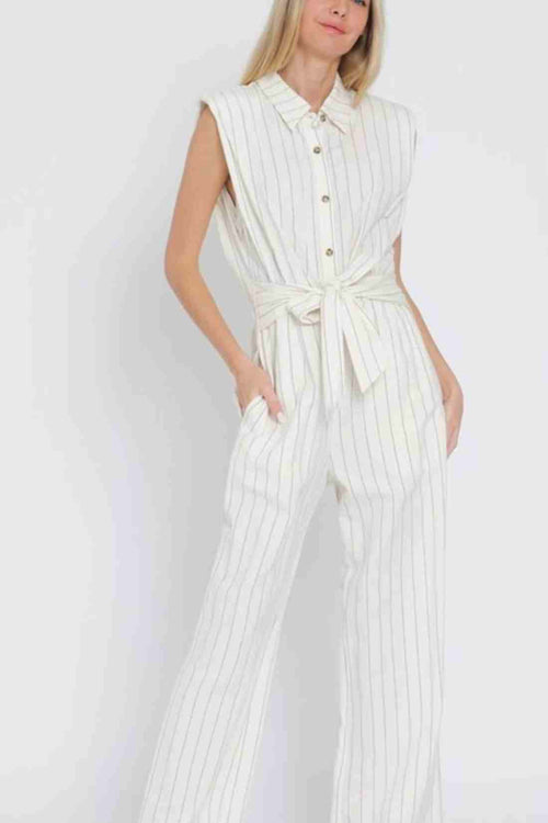 White Striped Jumpsuit