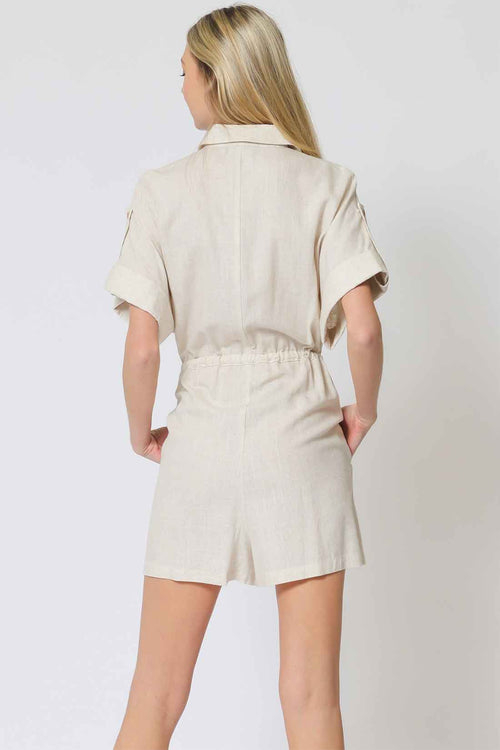 Oatmeal Tie Romper back
