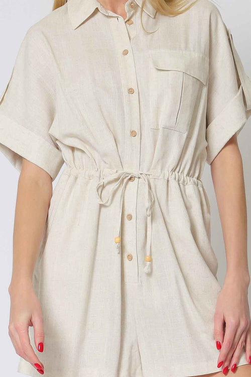 Oatmeal Tie Romper detaiils