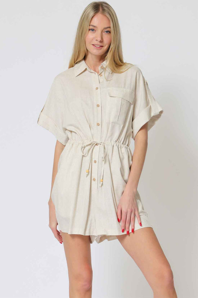 Oatmeal Tie Romper