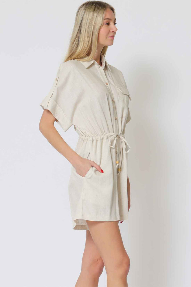 Oatmeal Tie Romper side