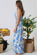 Blue Printed Halter Jumpsuit side