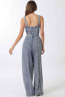 Denim Wash Belted Jumpsuit back