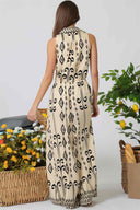 Printed Black Tie Front Jumpsuit back