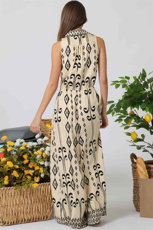 Printed Black Tie Front Jumpsuit back