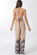 Border Print Halter Jumpsuit back
