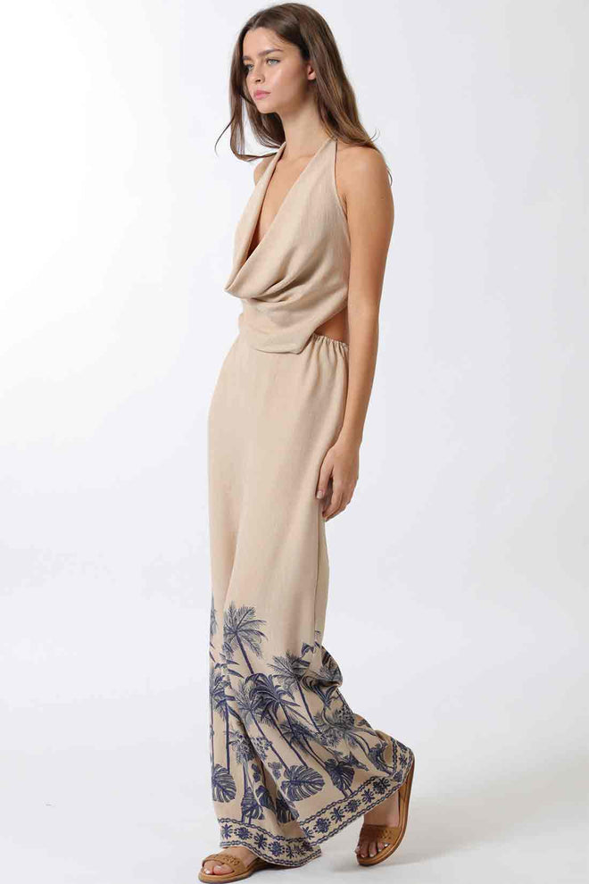 Border Print Halter Jumpsuit side
