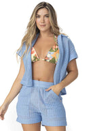 Garotas Liora LBlue Crochet Shorts Set front