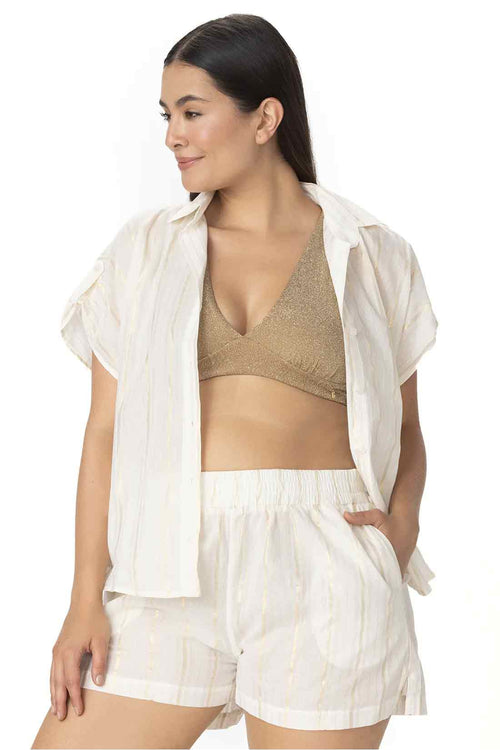 Garotas Inyra Marfil Lurex Shorts Set