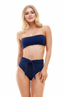 Navy High Waist Strapless Bikini Set