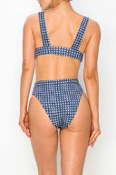 Navy Print High Waist Bikini Set back