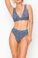 Navy Print High Waist Bikini Set