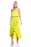 Cora Citrus Green Tube Midi Dress