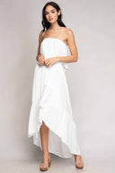 Cora White Tube Midi Dress 