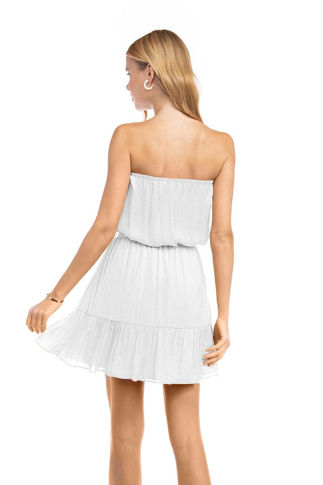 Irene White Strapless Tube Mini Dress back