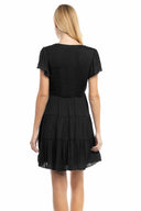 Natasha Black Short Sleeve Mini Dress back