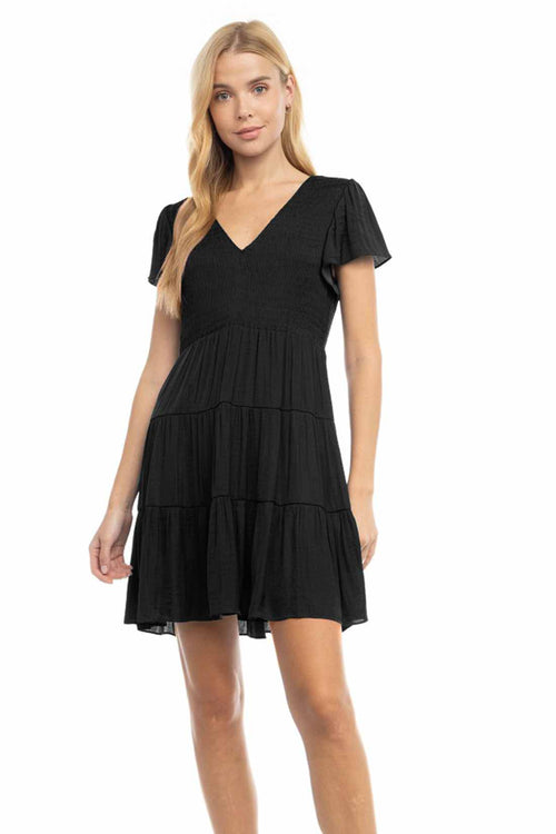 Natasha Black Short Sleeve Mini Dress