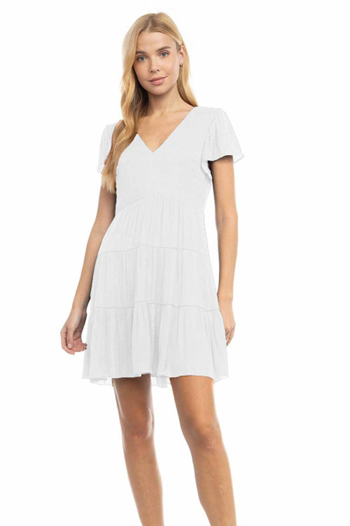 Natasha White Short Sleeve Mini Dress