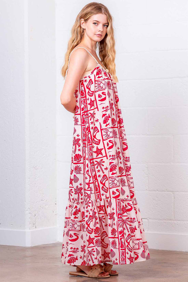 Red Shell Maxi Dress side