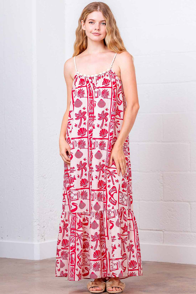 Red Shell Maxi Dress