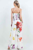 White Floral Pants Set back