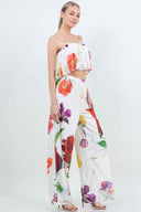 White Floral Pants Set side