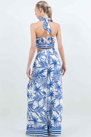 Blue Printed Palms Pants Set back