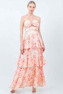 Coral Printed Maxi Skirt Set