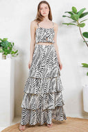 Black Leaf Maxi Skirt Set front