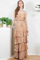 Taupe Leaf Maxi Skirt Set