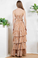 Taupe Leaf Maxi Skirt Set back