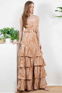Taupe Leaf Maxi Skirt Set side