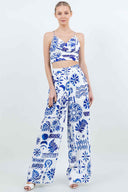 Printed Tie Back Pants Set
