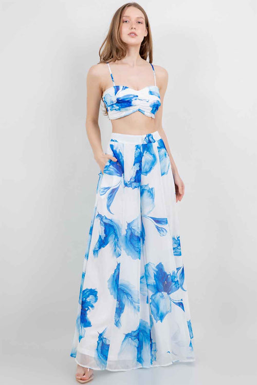Floral Blue Pants Set