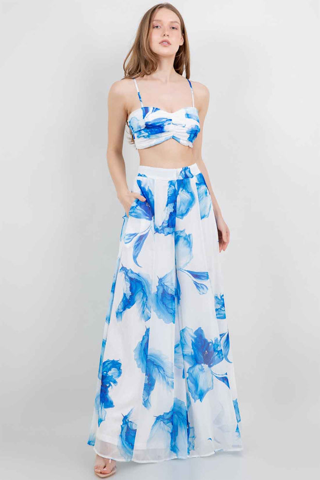 Floral Blue Pants Set