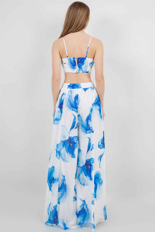 Floral Blue Pants Set back
