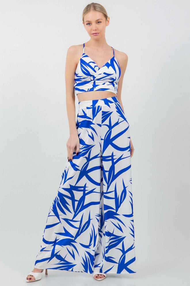 Leaf Print Pants Set