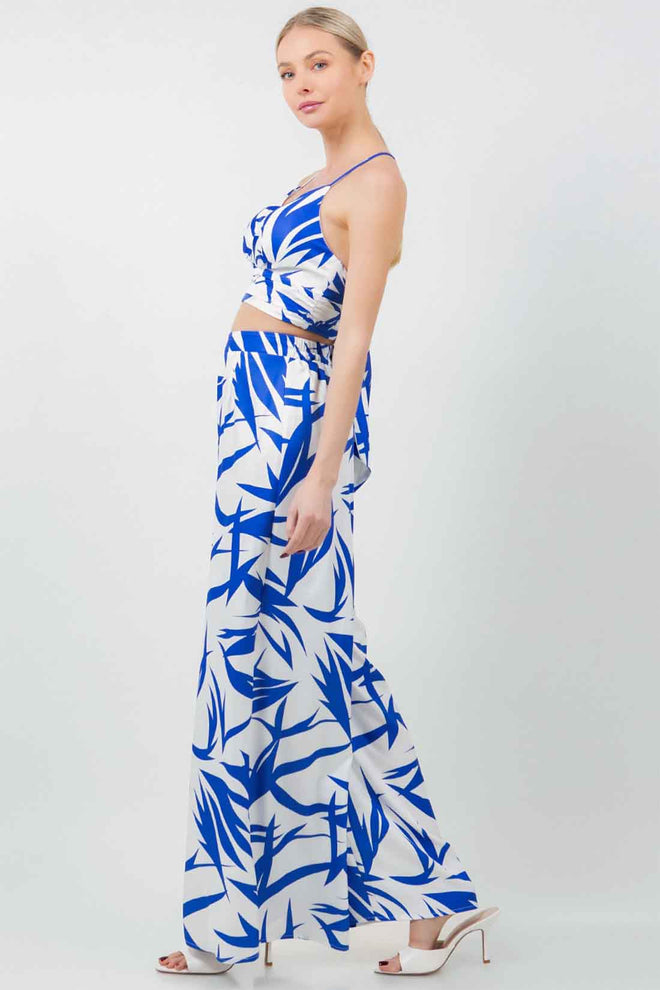 Leaf Print Pants Set side