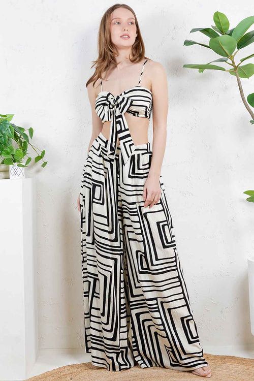Ivory Geometric Pants Set