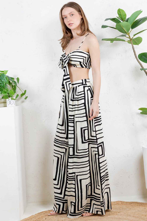Ivory Geometric Pants Set side