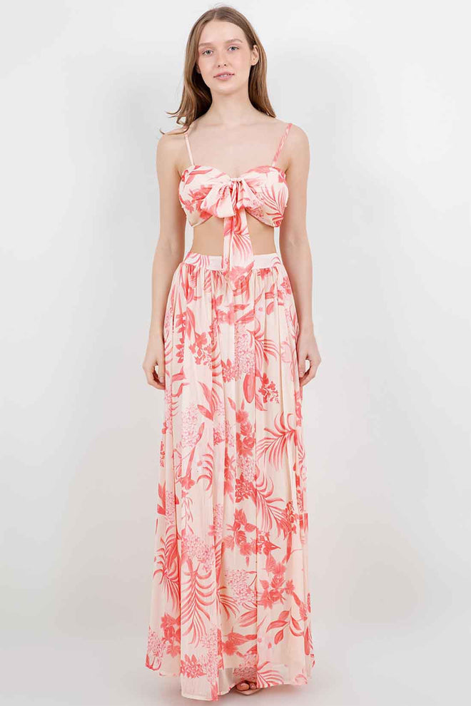 Coral Maxi Skirt Set
