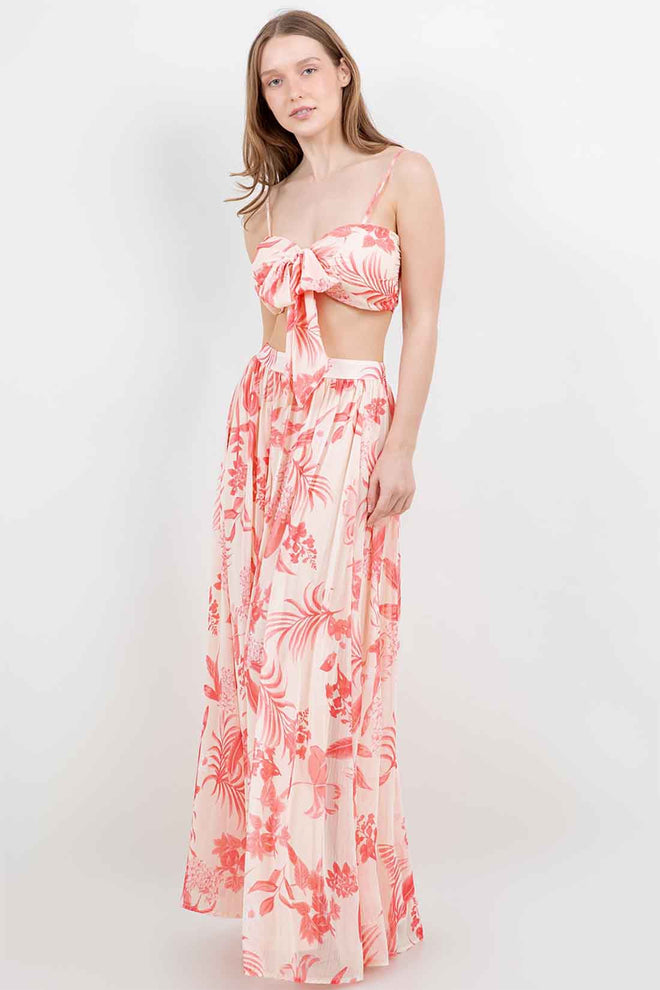 Coral Maxi Skirt Set side
