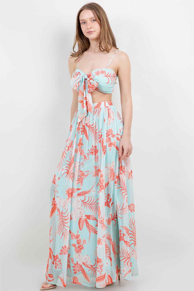 Mint Maxi Skirt Set side