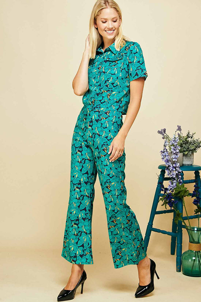Jenny Green Printed Pants Set side