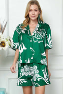 April Green Printed Shorts Set