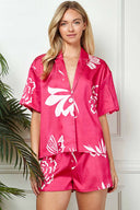 April Magenta Printed Shorts Set